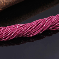 Perles rondes à facettes rubis naturel de qualité AAA 3mm fabrication de bijoux brins de pierres précieuses en gros-fournisseur de rubis rouge 13 pouces