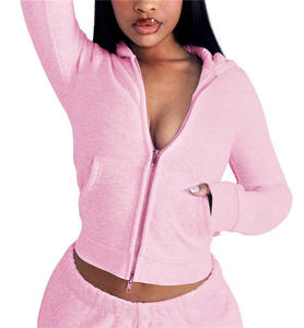 Ensemble de tenues chaudes unies pour femmes et hommes – Survêtements d'automne et d'hiver avec sweat-shirt à col montant zippé et pantalon - Product Image 3