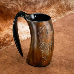 Mug en corne naturelle de qualité supérieure avec un travail artisanal pur et une longue durée de vie pour la consommation de bière, le camping et les besoins de décoration - Product Image 3