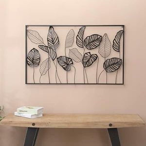Art mural rectangulaire floral noir moderne Belle découpe laser décorative en métal Léger Montage mural Mariage Ramadan - Product Image 6
