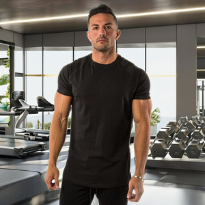 Camiseta Deportiva Personalizada para Hombre, Corte Ajustado, 95% Algodón, Informal, para Gimnasio, Entrenamiento, Manga Corta, para Correr, Diseño Liso, Tejido de Punto, Teñido Liso - Product Image 2