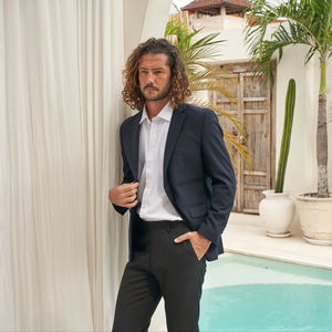 Beam Classic Pantalon d'entreprise moyen pour homme Pantalon formel en polyester de couleur unie à fermeture éclair - Product Image 3