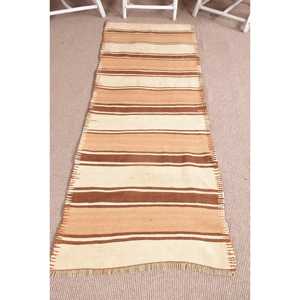 Vintage Turkish Kilim Rug 2.6x7.4 ft, <b>Brown</b> Runner Polka dot <b>Wool</b> Rug - Product Image 1