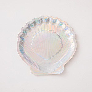 Seashell Paper <strong>Plates</strong> <strong>Mermaid</strong> <strong>Party</strong> Supplies Glitter Iridescent Disposable <strong>Plates</strong> for Wedding Bridal Shower <strong>Party</strong> Decorations - Product Image 3