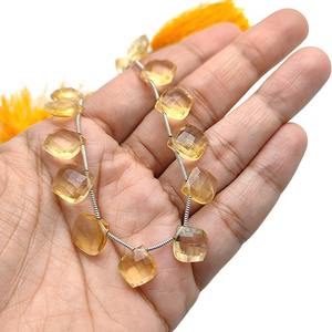 Citrine perles de pierres précieuses Briolette 8 pouces brin lâche à facettes novembre pierre de naissance pour la fabrication de bijoux à bricoler soi-même grossiste - Product Image 5