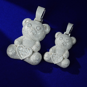 Diamant certifié IGI or blanc 14 carats Hip Hop glacé VVS diamant 3D dessin animé fin pendentif breloques fête - Product Image 1