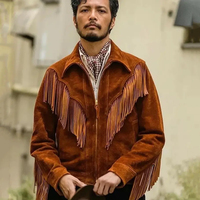 Pakaian Fashion High Street, Pakaian Koboi & Cowgirl, Jaket Kulit Suede Sapi, Gaya Western Klasik, Jaket Kulit Asli