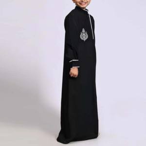 Robe longue ample à col montant pour hommes, style Thobe Abaya, de haute qualité, inspirée de l'islam arabe du Moyen-Orient, pour enfants et adultes, tenue modeste et tendance. - Product Image 2