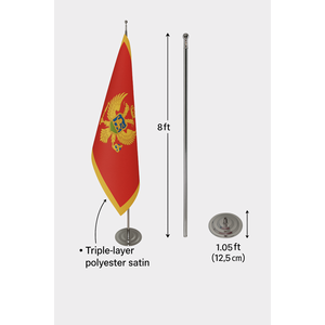 Montenegro Official Indoor Hand <b>Flag</b> Customizable Nylon Plastic Polyester Silk with Custom Logo Digital Printing Aluminum <b>Pole</b> - Product Image 6