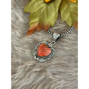 Southwest Handmade Spiny Oyster Stone <b>Pendant</b> with Sterling Silver <b>Bail</b> - Product Image 3