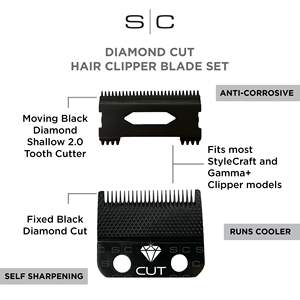 Kit de lames de coupe mobiles 2.0 de rechange, à coupe diamantée, pour tondeuse à cheveux, à dents peu profondes, en acier inoxydable, alimentation USB - Product Image 3