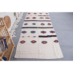 Tapis vintage 3,6x8 pieds, tapis turc, tapis blanc et rouge de style sud-ouest - Product Image 1