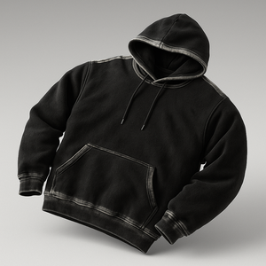 Vente en gros de sweat-shirt à capuche de printemps 100% coton tissé écologique uni et ample avec logo personnalisé unisexe pour hommes - Product Image 6