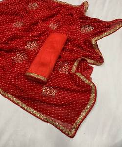 Costume Salwar de travail en pierre de broderie moderne: artisanat exquis pour des looks élégants Look riche Ruffle Tussle Sequence Saree - Product Image 2