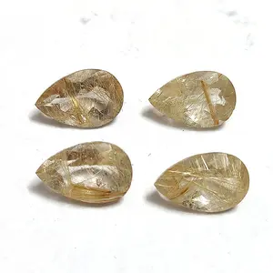 Natural golden rutile quartz Faceted pear 14x9mm Good Quality golden rutile quartz 4.59 ct Jewelry Making Loose Gemstones