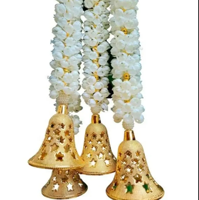 Guirlande de fleurs artificielles traditionnelles faites à la main, en jasmin et perles dorées, pour décoration murale de mariage indien