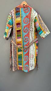 Chaquetas Kantha de Algodón con Patchwork Hechas a Mano de Nuevo Estilo para Mujer, Abrigo Largo Acolchado Vintage de Invierno, Talla Única - Product Image 4