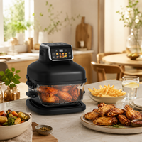 Freidora de Aire Digital de 6.4L con Control Táctil, Cesta Doble de Vidrio Transparente y Ventana Visible para Cocina Saludable en el Hogar