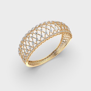 กำไลข้อมือดีไซน์ลายตารางเพชรทรงลูกแพร์และทรงกลม ได้รับการรับรองจาก IGI ทำจากทองคำ 18K สีเหลือง / ขาว / ชมพู - Product Image 2