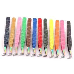 Pince à épiler personnalisée Diamond Grip OEM ODM, logo personnalisé, couleur arc-en-ciel, antimagnétique, pince à épiler pour extensions de cils, best-seller - Product Image 4