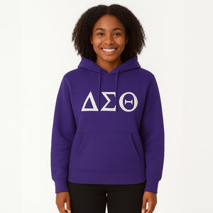 Sudadera con Capucha Personalizada de Felpa Azul Rey con Letras Griegas Doradas, Logotipo Bordado para Mujer, OEM, Ropa Ecológica de Invierno para Hermandades - Product Image 5