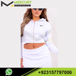 Sudadera con capucha recortada de alta calidad para mujer y traje corto transpirable sostenible antiencogimiento para entrenamiento de gimnasio - Product Image 4