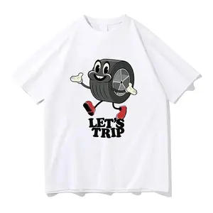 2024 Fabrication T-shirt pour hommes T-shirt blanc Streetwear de haute qualité 250 Gsm Logo imprimé lourd - Product Image 1