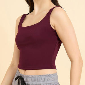 Nueva llegada personalizada de las mujeres camiseta sin mangas liso patrón sólido deportes Fitness OEM servicio corto largo Tops Color sólido - Product Image 6