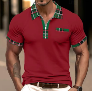 Summer New Men's Casual Polo à manches courtes avec design imprimé personnalisable Fashion Sports Style Top T shirt - Product Image 5