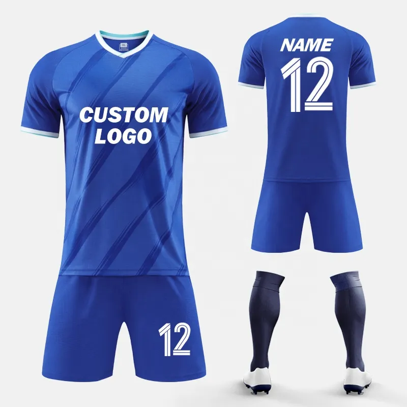 Personalizado de alta calidad en blanco del club de fútbol Kit completo del equipo de fútbol Jerseys uniforme con logotipo de impresión Nombre uniformes de fútbol personalizados