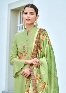 Designer PartyWear Readymade 14Kg Reyon <b>Kurta</b> <b>Set</b> with Embroidery Work With Heavy Maslin Digital Print Dupatta - Product Image 2