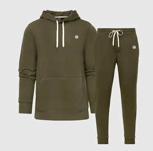 ชุดออกกำลังกายแบบสวมหัวสำหรับผู้ชายชุดวอร์มผ้าฝ้าย100% สีพื้นทำจากผ้าฝ้าย - Product Image 1