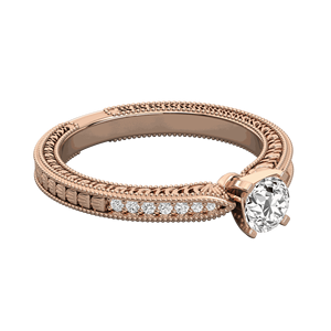 Anillo de Compromiso Estilo Edwardiano con Diamante de Corte Redondo - Product Image 4