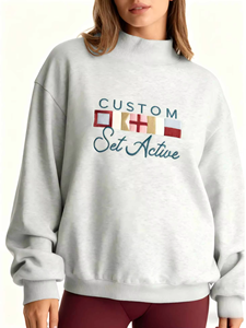 Loose <b>Women</b> Oversized Long Mockneck Sweatshirt Autumn Winter <b>Warm</b> Fleece Cotton Soft Casual Comfort <b>Top</b> Front Logo - Product Image 2