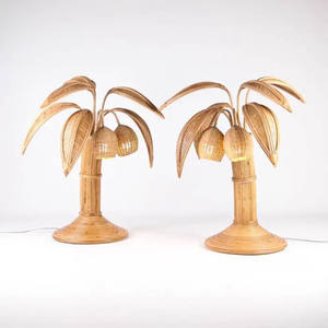 New Arrival 2023 Natural Handicraft 100% Rattan Coconut Tree Shaped Table <b>Lamp</b> for Home Decoration with New Design From Vietnam - Product Image 2