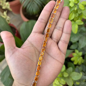 Honey Citrine Tennis Bracelet For <b>Women</b> 925 Sterling <b>Silver</b> Emerald Cut Natural Gemstone Elegant Jewelry Gift For Her - Product Image 1