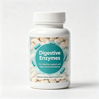 Étiquettes de bouteilles d'enzymes digestives Haoxuan, encre blanche, autocollants transparents en PET pour solutions d'emballage de compléments alimentaires