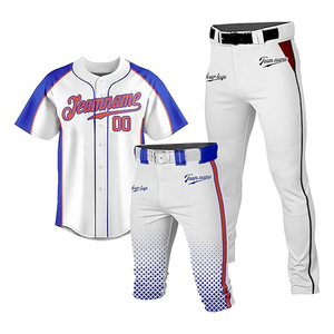 Personalized Baseball Uniforms Sublimation Printed Breathable Quick Dry V-neck Jersey Set - Product Image 3