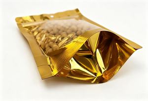 Bolsa de Mylar Dorada con Cierre Frontal Transparente para Envasado de Alimentos, Resistente a la Humedad, de Fábrica - Product Image 5
