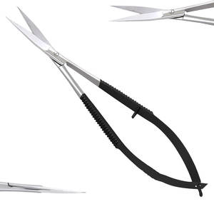 Tijera de resorte de acero inoxidable de gran venta con hoja curva afilada Mejor agarre Nuevo logotipo Imprimir Tijera de recorte de pestañas frescas - Product Image 1