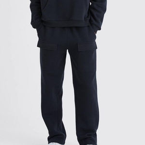 Ensemble de vêtements de sport noirs coupe ajustée pour hommes Vêtements de sport élégants Costume de jogging deux pièces Joggers à capuche pour entraînement décontracté Gym Solid - Product Image 5