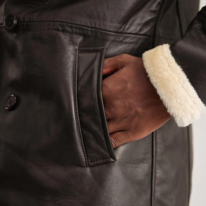 Professional Manufacture Best Quality <b>Men's</b> Leather Jacket <b>Long</b> <b>Coat</b> Stand Collar Waterproof Breathable Winter Season Front - Product Image 5