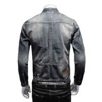Veste en jean pour homme bleu clair style vintage formel hiver personnalisable respirante streetwear haute qualité