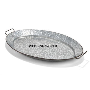 Bandeja de servicio galvanizada, forma redonda, hecha a mano, superventas, diseñador, artículos de boda de lujo, mesa, venta al por mayor, bandeja de servicio de Metal - Product Image 5