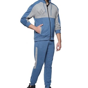 Conjunto de chándal de invierno para hombre, azul acero y gris jaspeado, de forro polar, con capucha y cremallera completa, pantalón jogger, corte regular, 100% - Product Image 3