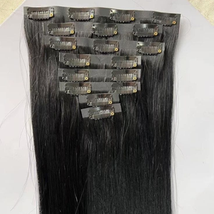Extensions de cheveux à clips sans couture Remy indiennes en gros, 100% cheveux humains vierges, vague corporelle, double trame, peuvent être permanentées - Product Image 2