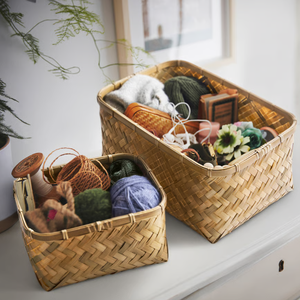 Panier de rangement décoratif en bambou naturel tressé pour la maison, idéal pour le stockage alimentaire, en provenance du Vietnam (vente en gros) - Product Image 4