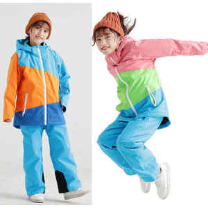 ชุดเสื้อผ้ากันน้ำสำหรับเด็กเล่นสกีในฤดูหนาว ชุดกันลม เสื้อแจ็คเก็ตและกางเกงหนาอุ่น พร้อมซิปสำหรับเด็กชายและเด็กหญิง - Product Image 2