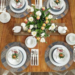 Handcrafted Silver Grey Glass <b>Beaded</b> <b>Placemat</b> Design Unique New Year Wedding Party Mats & Pads for Christmas Thanksgiving - Product Image 1