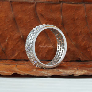 3.2 CTW รอบตัดห้องแล็บปลูกเพชรชุดเต็มนิรันดร์ CVD แหวนงานแต่งงานสีขาวทองของขวัญครบรอบ - Product Image 6